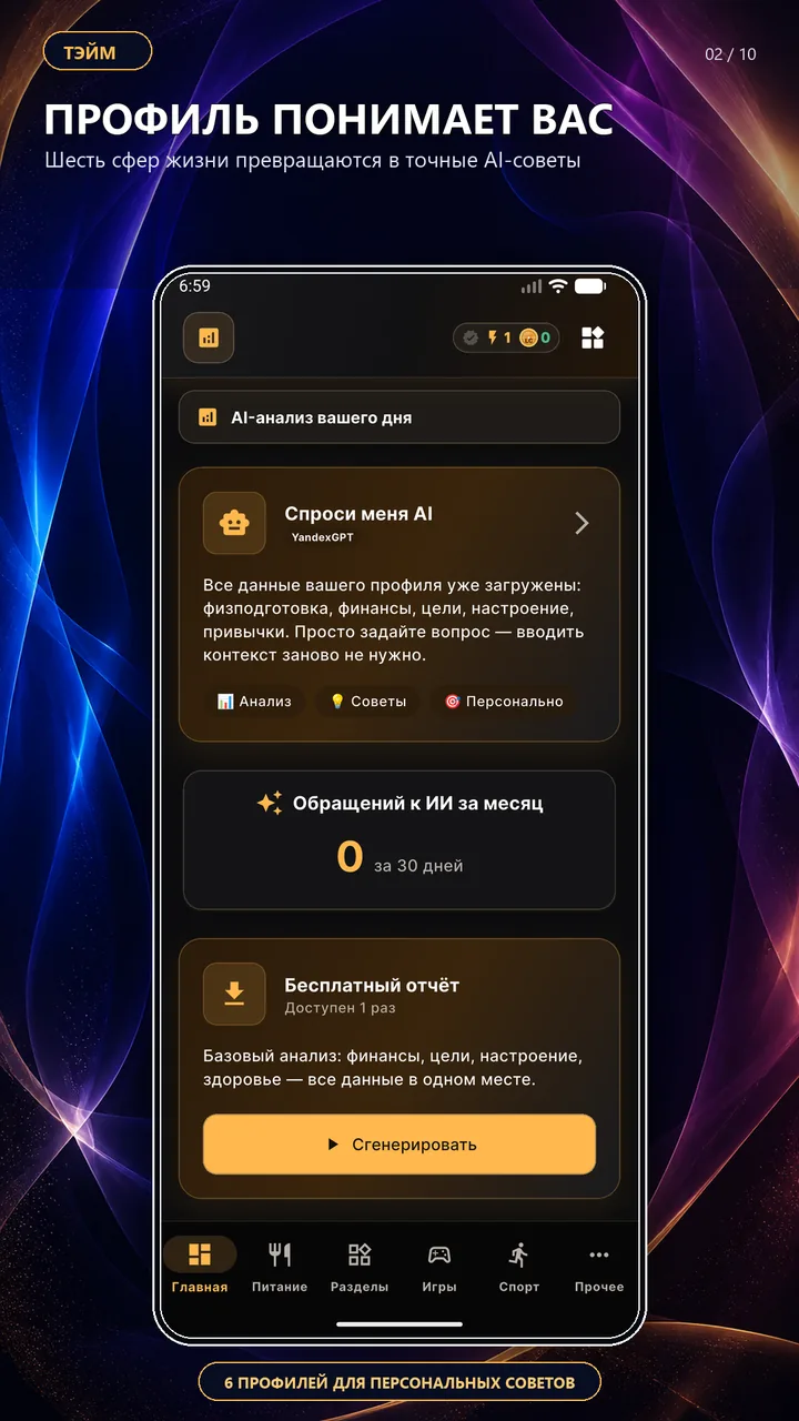 Профили для персональных советов AI ТЭЙМ